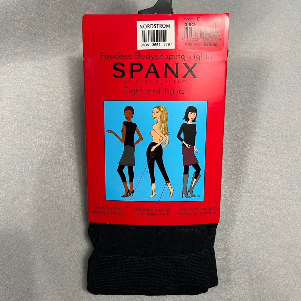 Spanx Tight-End Tights Footless Bodyshaping Black Size C NEW